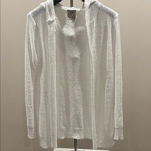 Sioni White Hooded Cardigan
